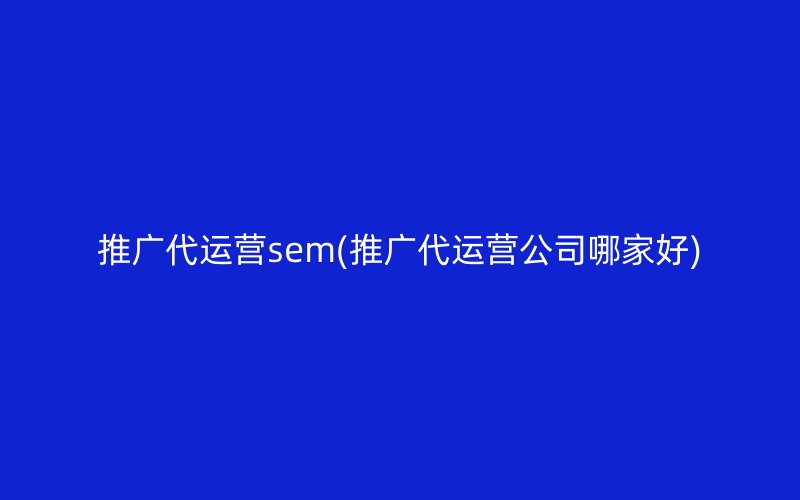 推广代运营sem(推广代运营公司哪家好)