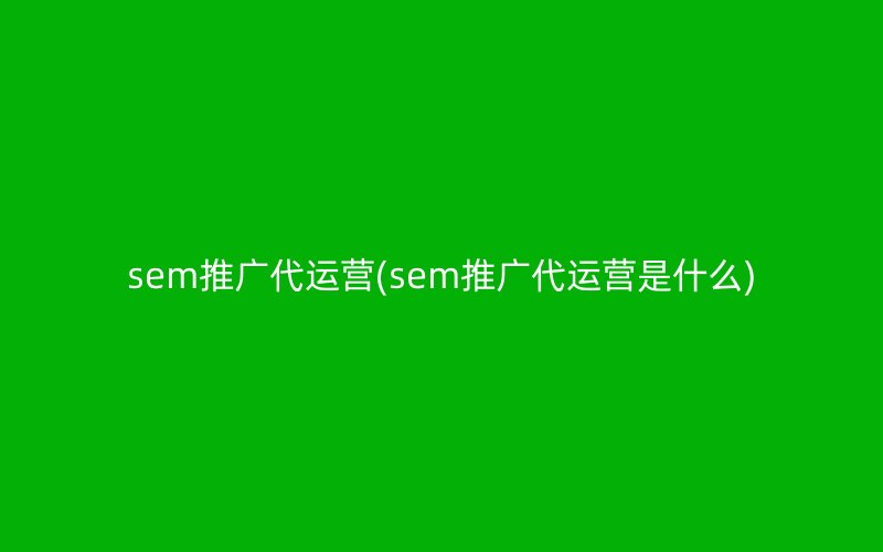 sem推广代运营(sem推广代运营是什么)