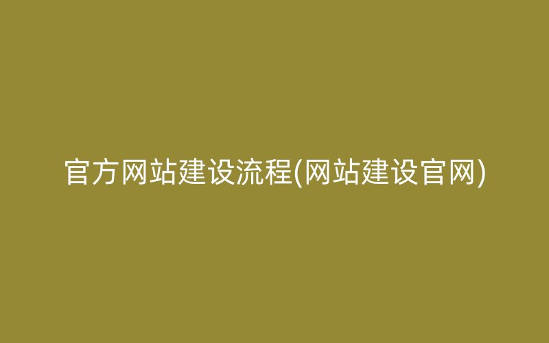 官方网站建设流程(网站建设官网)