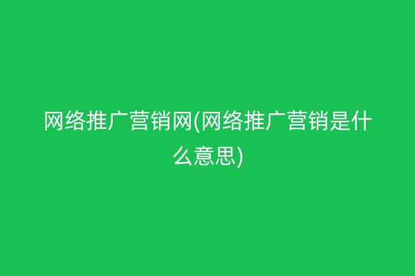 网络推广营销网(网络推广营销是什么意思)