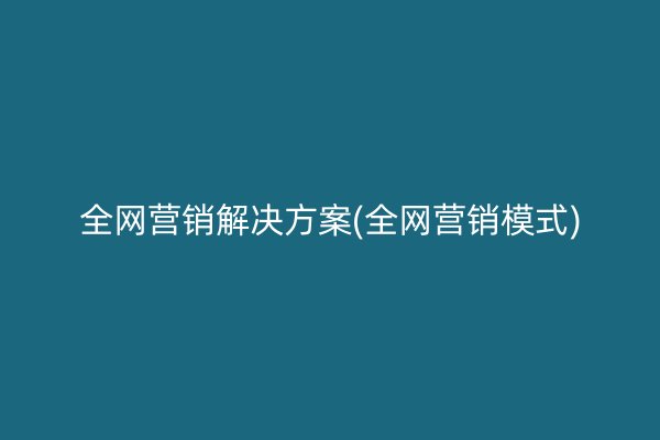 全网营销解决方案(全网营销模式)