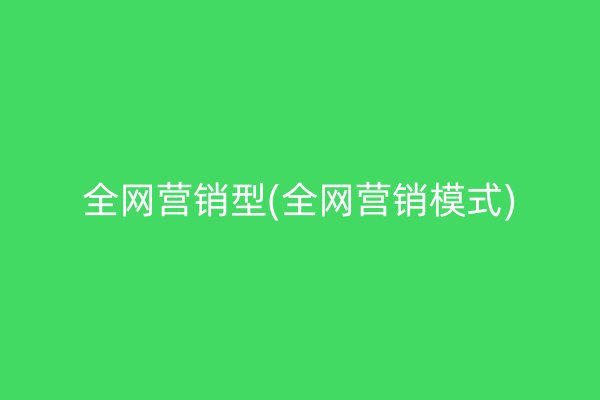 全网营销型(全网营销模式)