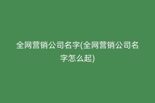 全网营销公司名字(全网营销公司名字怎么起)