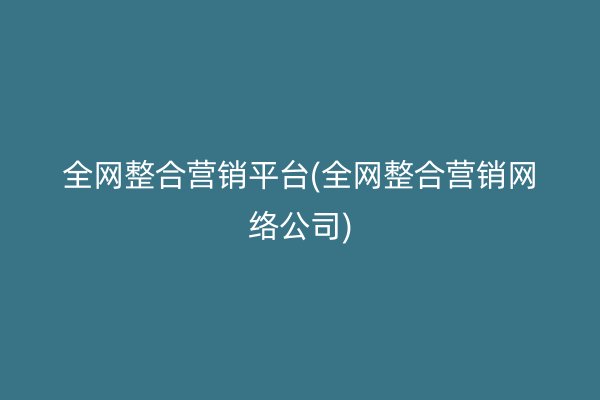 全网整合营销平台(全网整合营销网络公司)