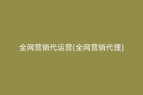 全网营销代运营(全网营销代理)