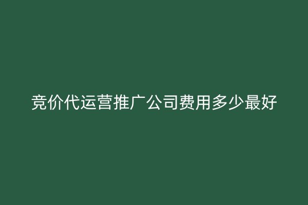 竞价代运营推广公司费用多少最好