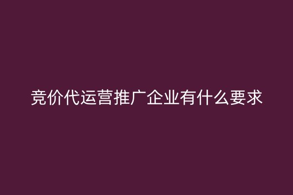 竞价代运营推广企业有什么要求