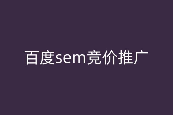 百度sem竞价推广