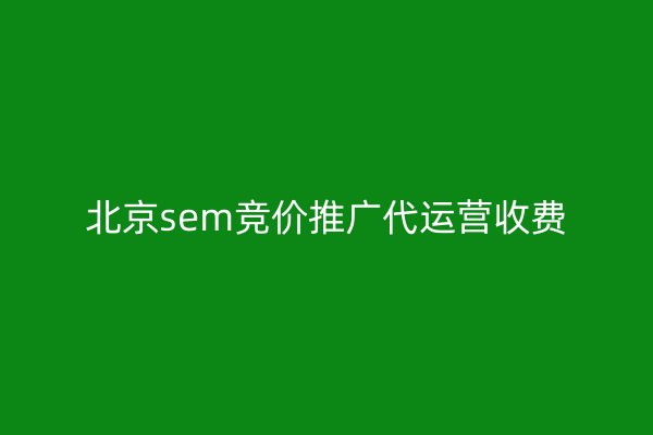 北京sem竞价推广代运营收费