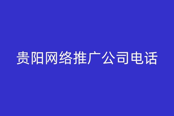 贵阳网络推广公司电话
