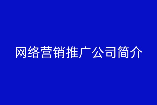 网络营销推广公司简介