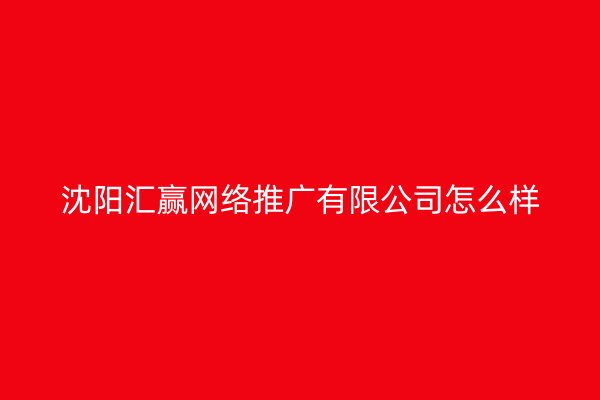 沈阳汇赢网络推广有限公司怎么样