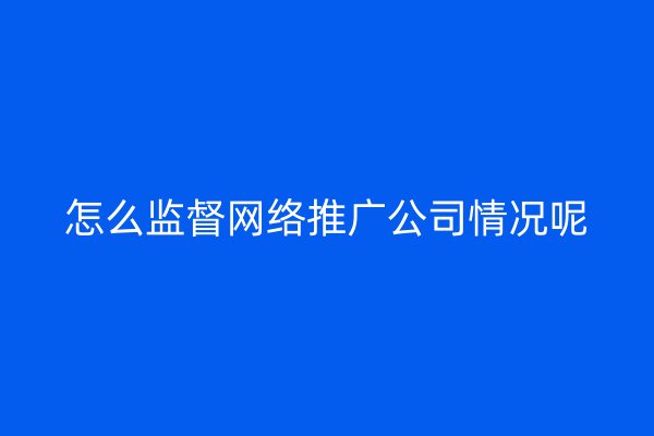怎么监督网络推广公司情况呢