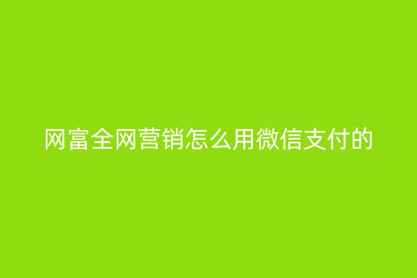 网富全网营销怎么用微信支付的