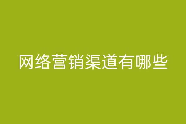 网络营销渠道有哪些