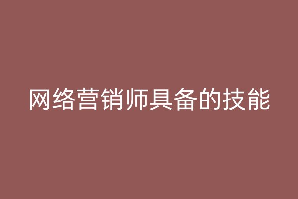 网络营销师具备的技能