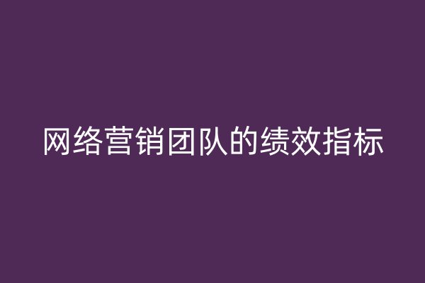 网络营销团队的绩效指标
