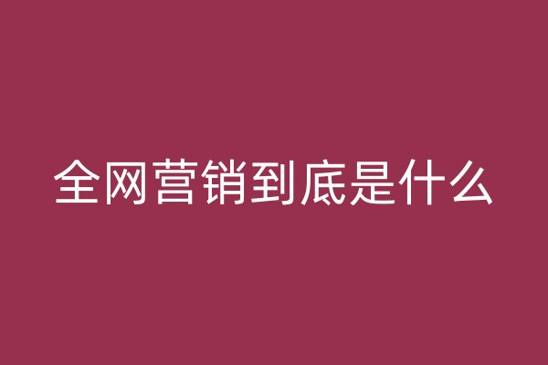 全网营销到底是什么