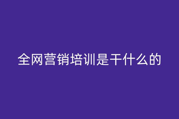 全网营销培训是干什么的