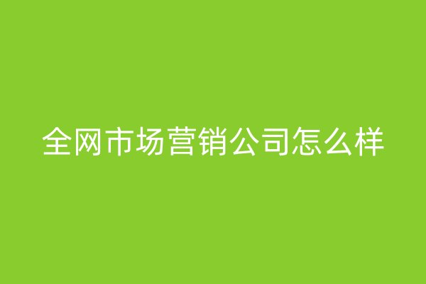 全网市场营销公司怎么样
