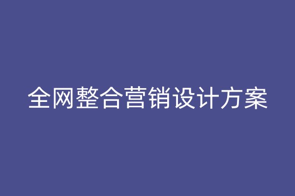 全网整合营销设计方案