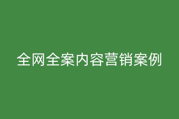 全网全案内容营销案例