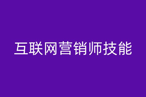 互联网营销师技能