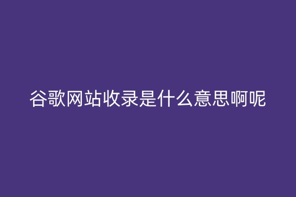 谷歌网站收录是什么意思啊呢