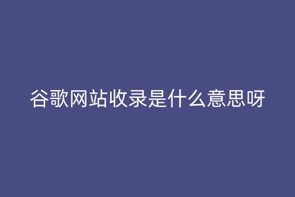 谷歌网站收录是什么意思呀