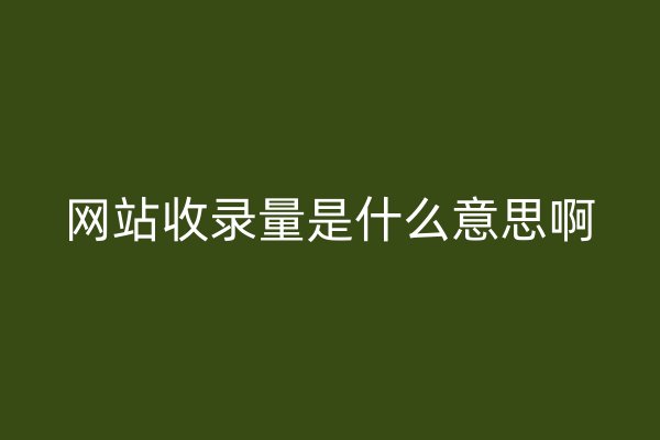 网站收录量是什么意思啊
