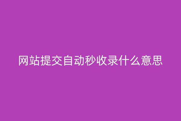 网站提交自动秒收录什么意思
