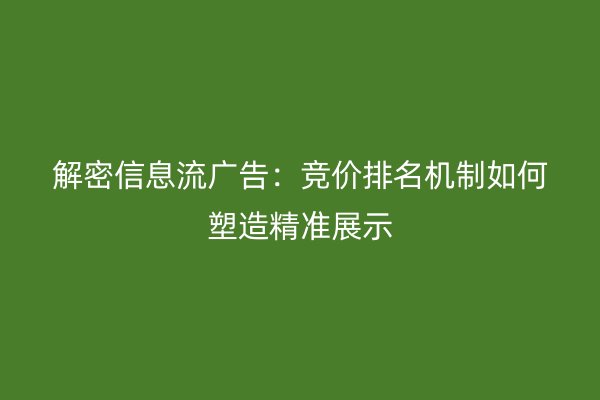 解密信息流广告：竞价排名机制如何塑造精准展示