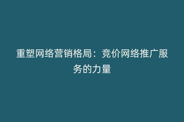重塑网络营销格局:竞价网络推广服务的力量