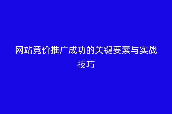 网站竞价推广成功的关键要素与实战技巧