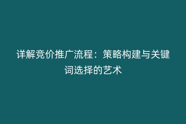 详解竞价推广流程:策略构建与关键词选择的艺术