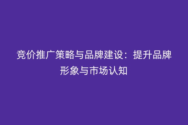 竞价推广策略与品牌建设：提升品牌形象与市场认知