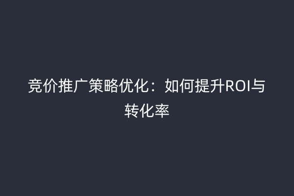 竞价推广策略优化：如何提升ROI与转化率