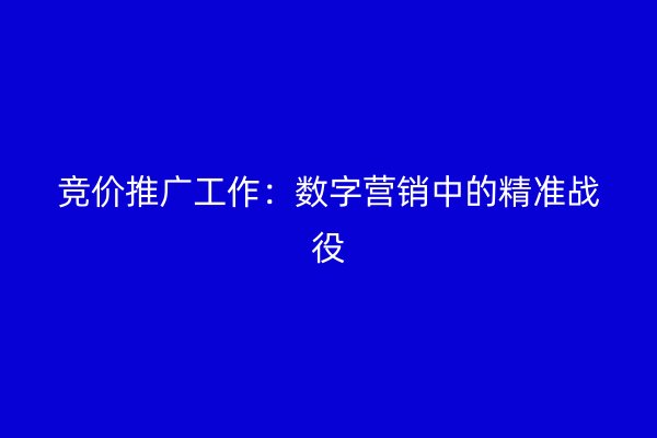 竞价推广工作：数字营销中的精准战役