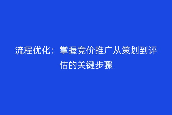 流程优化：掌握竞价推广从策划到评估的关键步骤