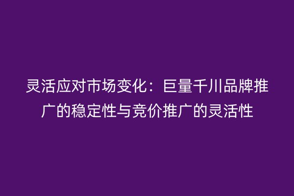 灵活应对市场变化：巨量千川品牌推广的稳定性与竞价推广的灵活性