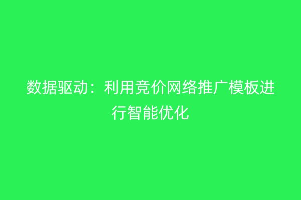 数据驱动:利用竞价网络推广模板进行智能优化