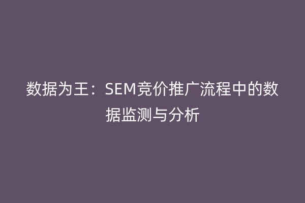 数据为王：SEM竞价推广流程中的数据监测与分析