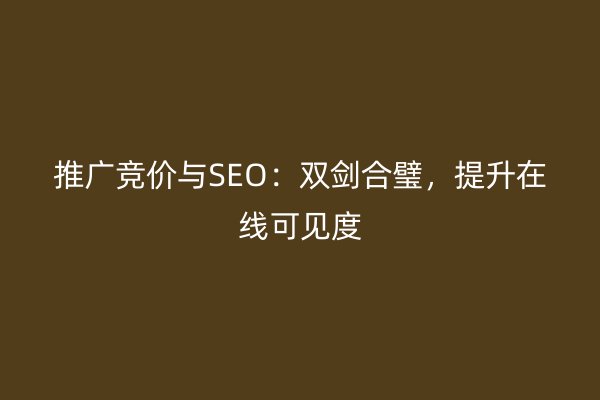 推广竞价与SEO：双剑合璧，提升在线可见度