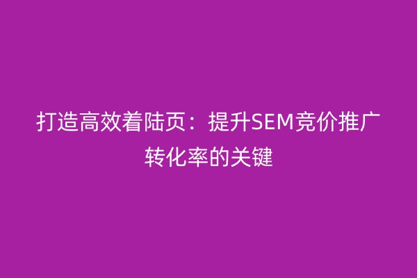 打造高效着陆页:提升SEM竞价推广转化率的关键