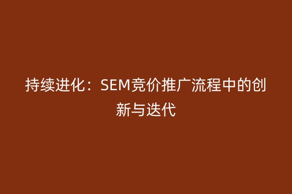 持续进化:SEM竞价推广流程中的创新与迭代