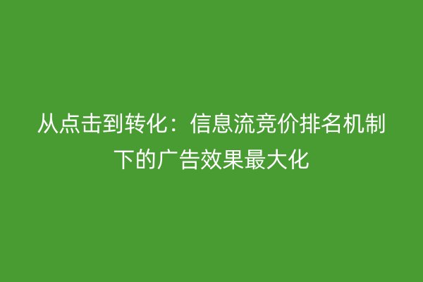 从点击到转化：信息流竞价排名机制下的广告效果最大化