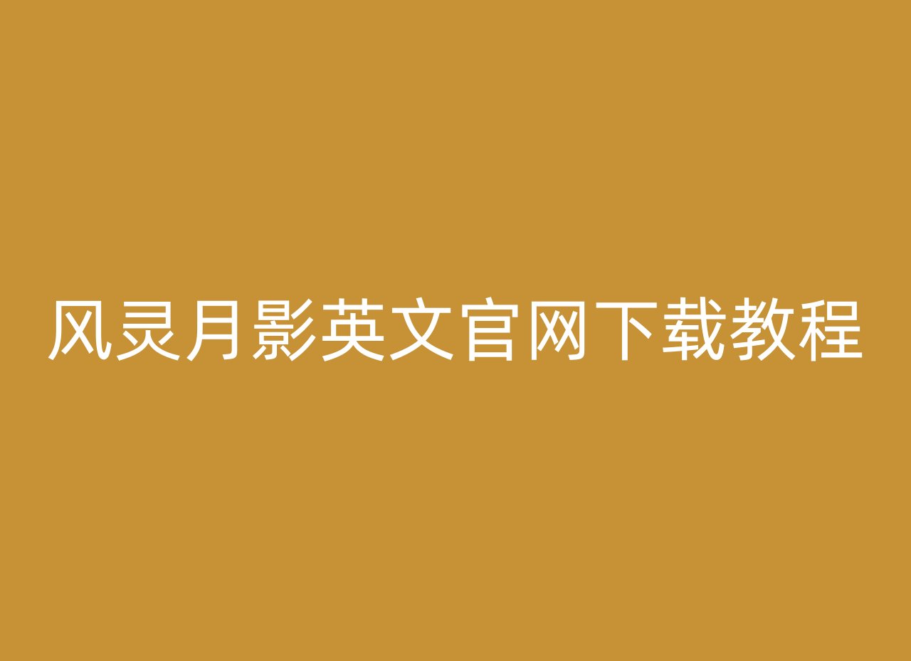 风灵月影英文官网下载教程