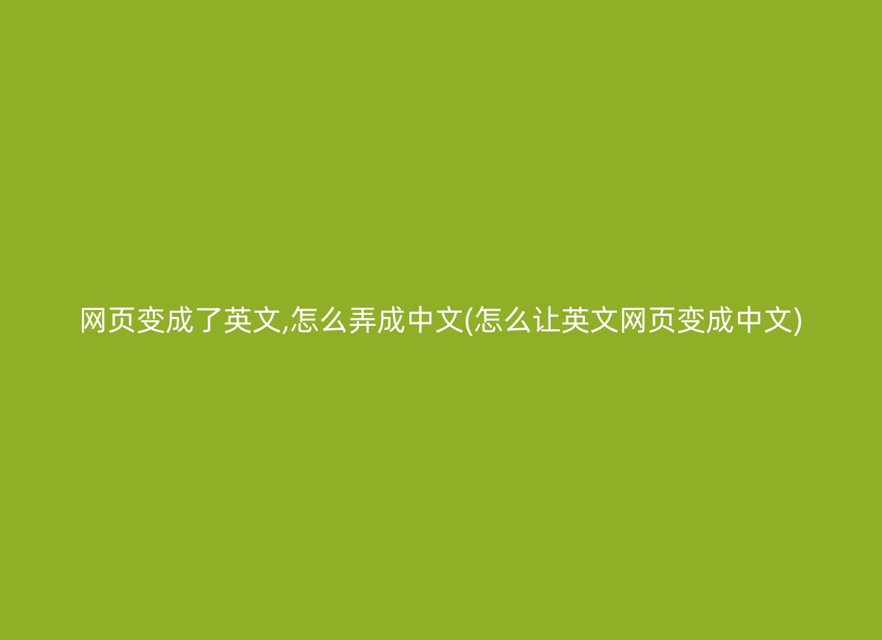 网页变成了英文,怎么弄成中文(怎么让英文网页变成中文)