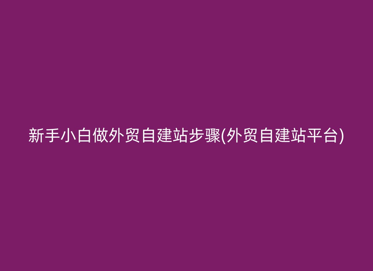 新手小白做外贸自建站步骤(外贸自建站平台)