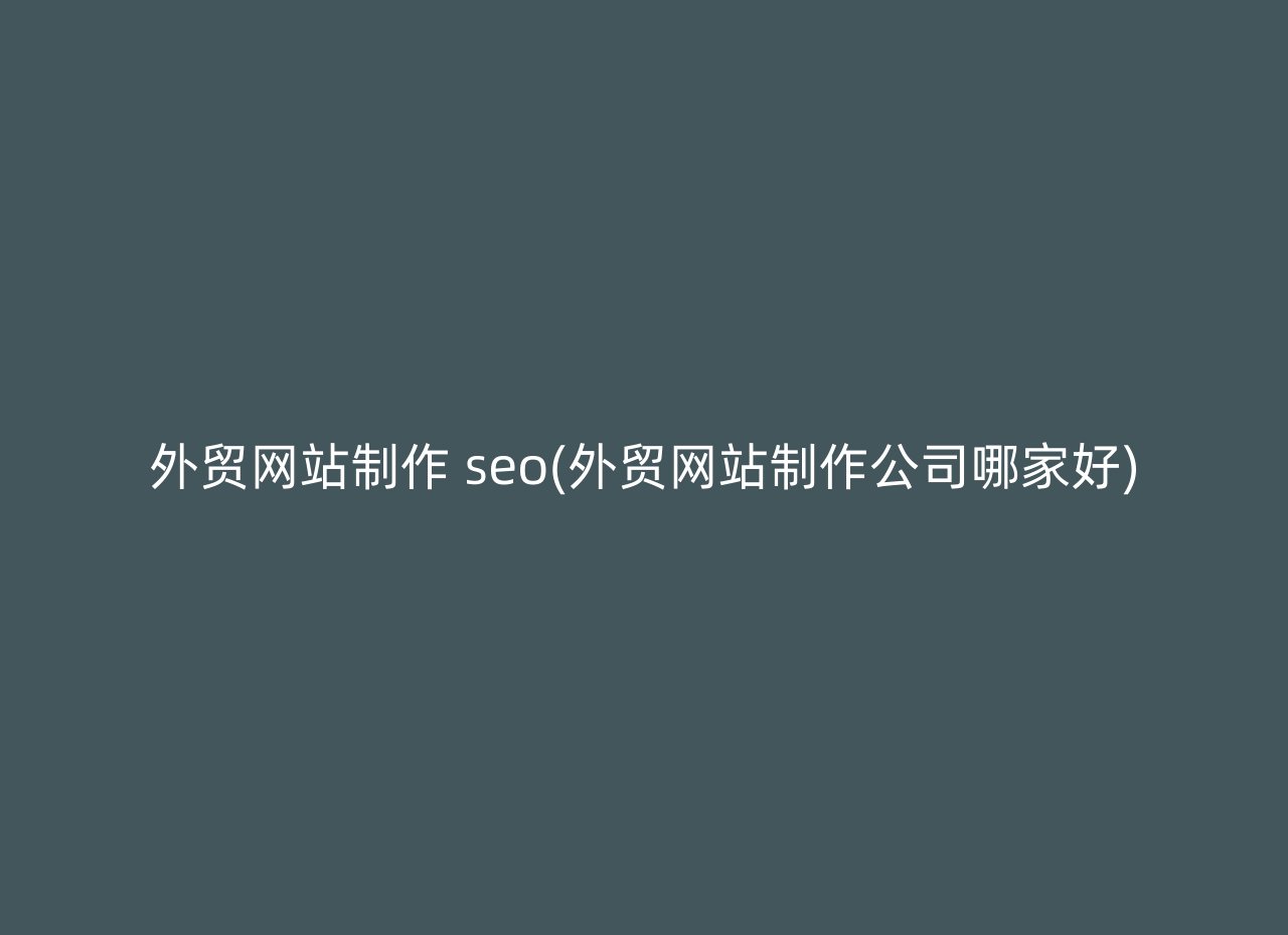 外贸网站制作 seo(外贸网站制作公司哪家好)